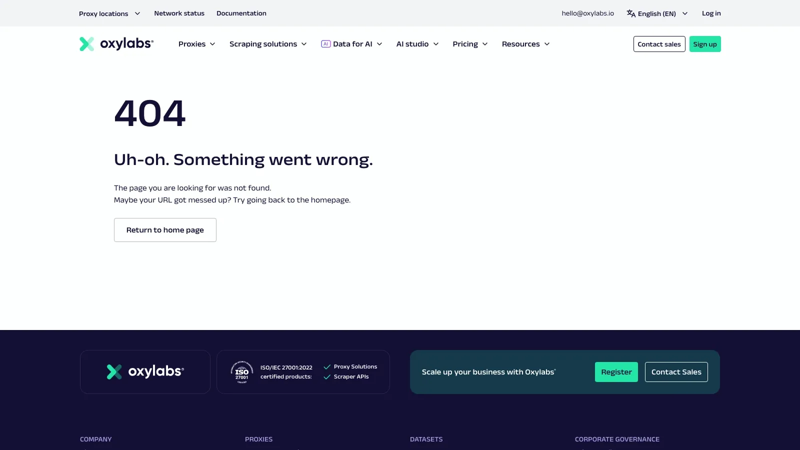 Oxylabs official website screenshot