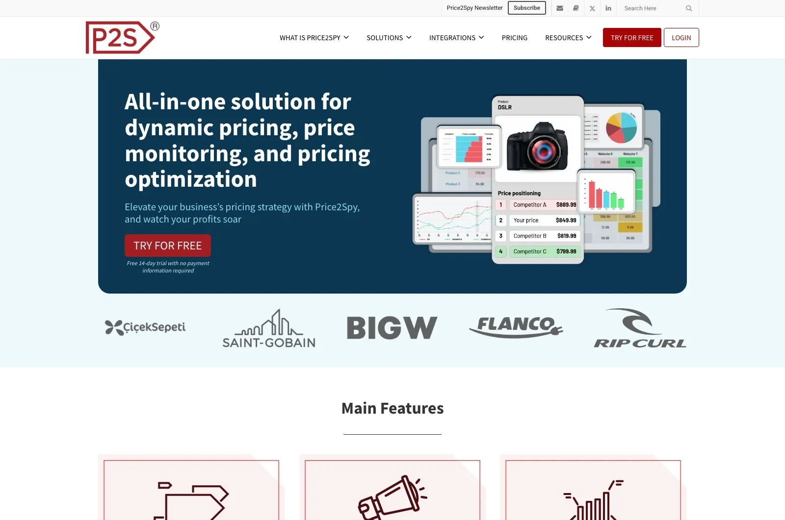 Price2Spy official website screenshot