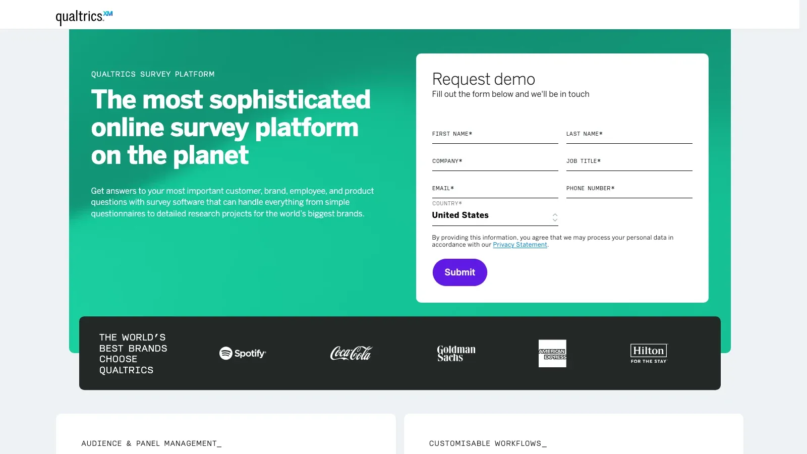 Qualtrics official website screenshot