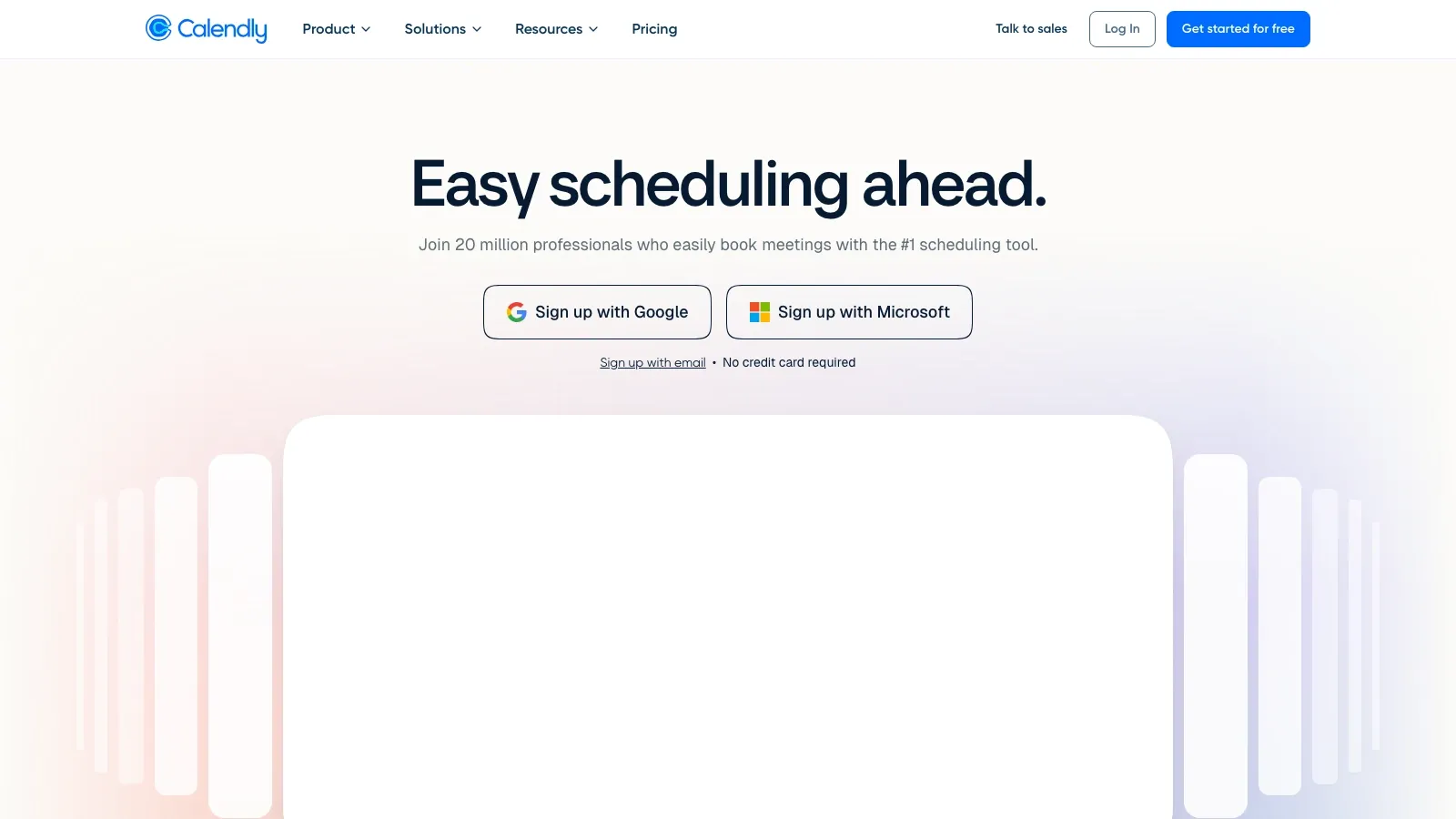 Captura de ecrã do site oficial do Calendly