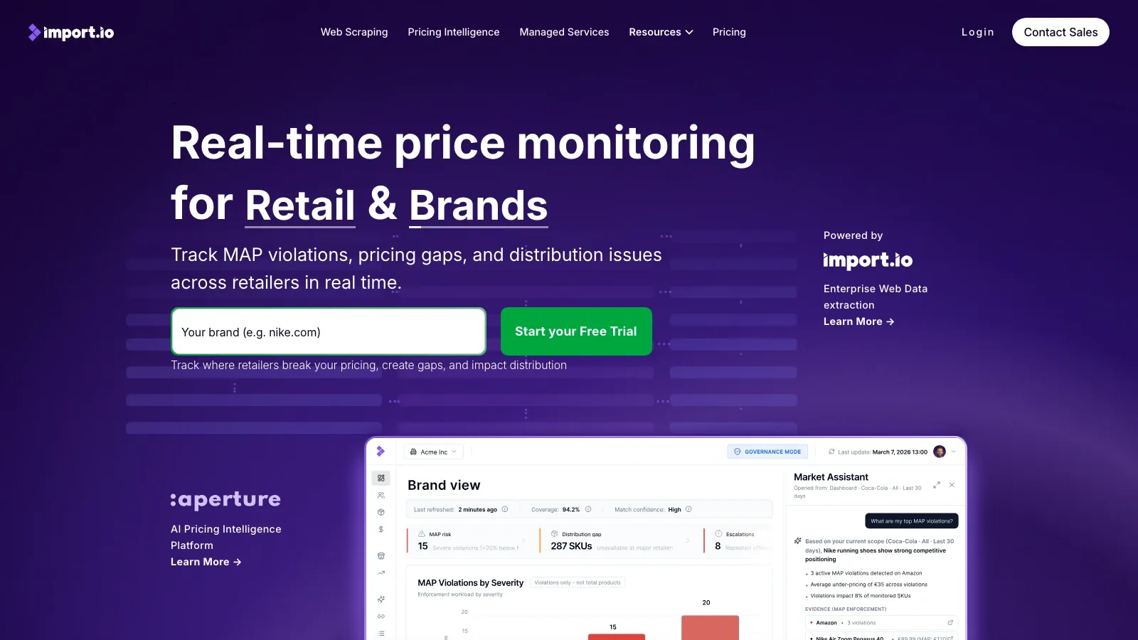 Import.io 官方網站截圖