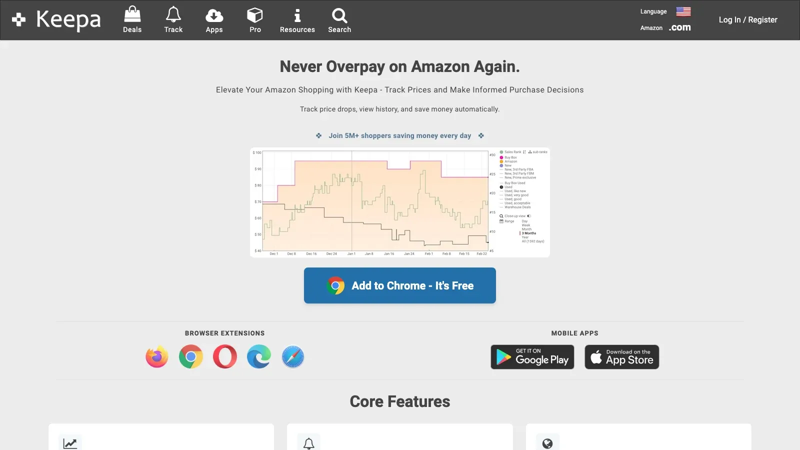 Keepa official website screenshot