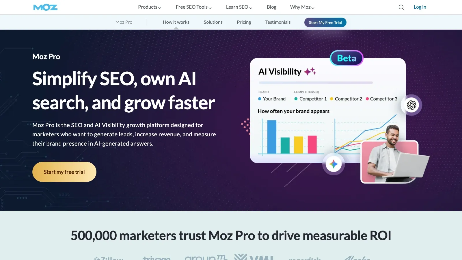 Moz Pro official website screenshot