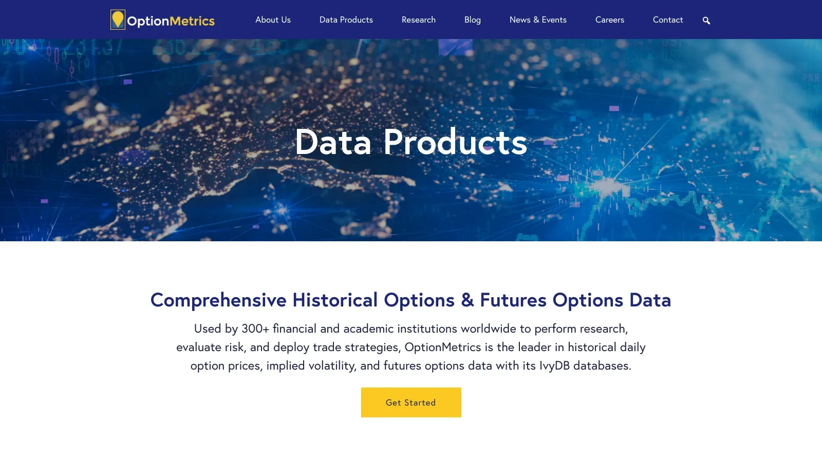 OptionMetrics official website screenshot