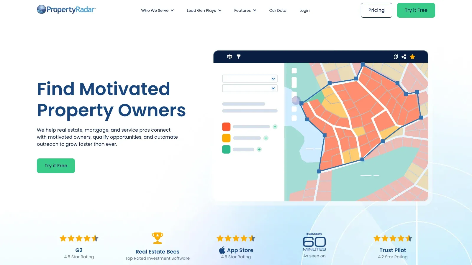 PropertyRadar official website screenshot