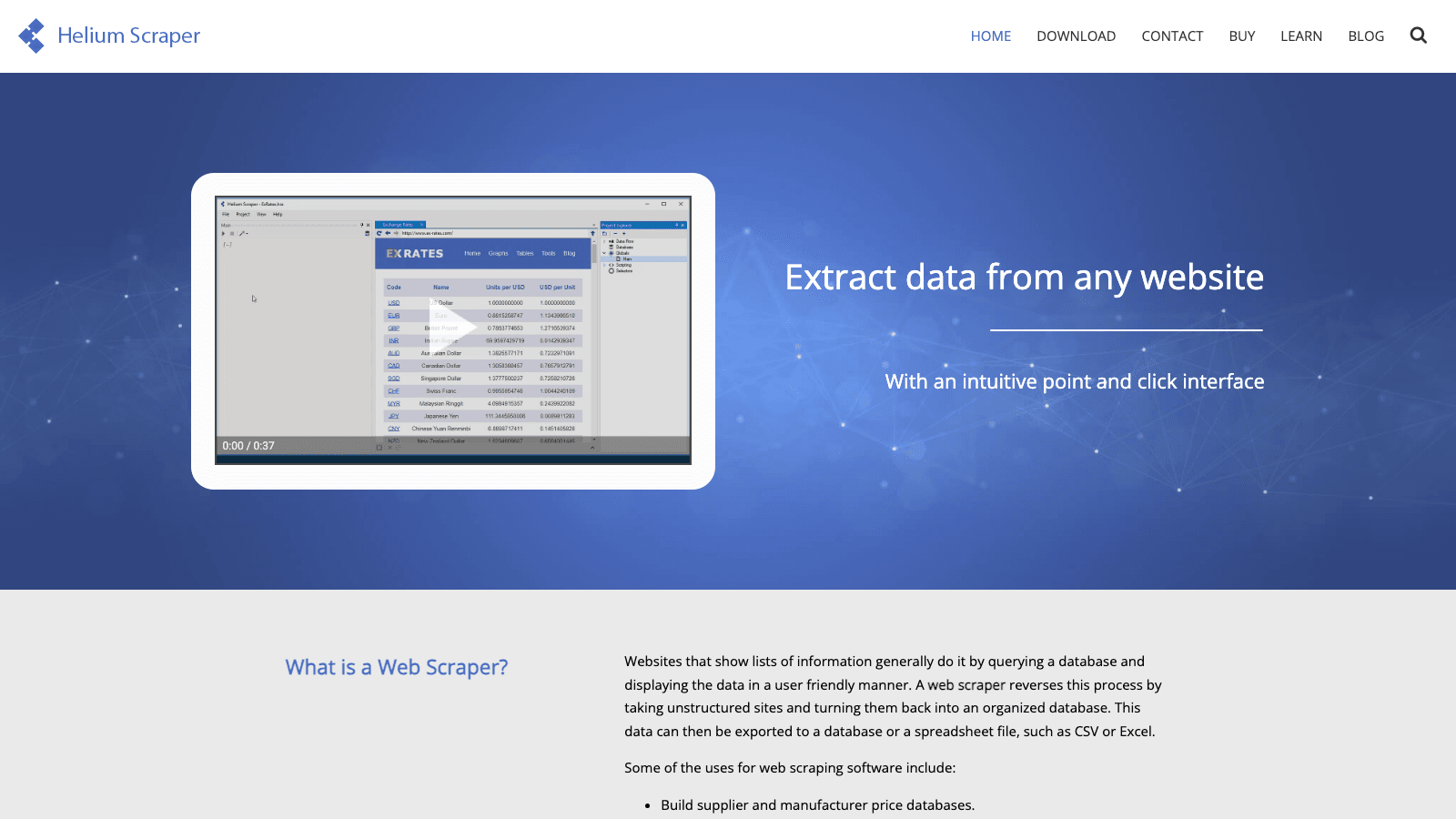 Helium Scraper official website screenshot
