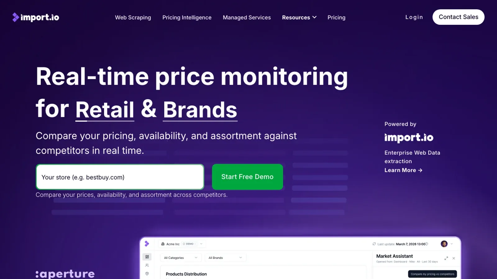 Import.io 官方網站截圖