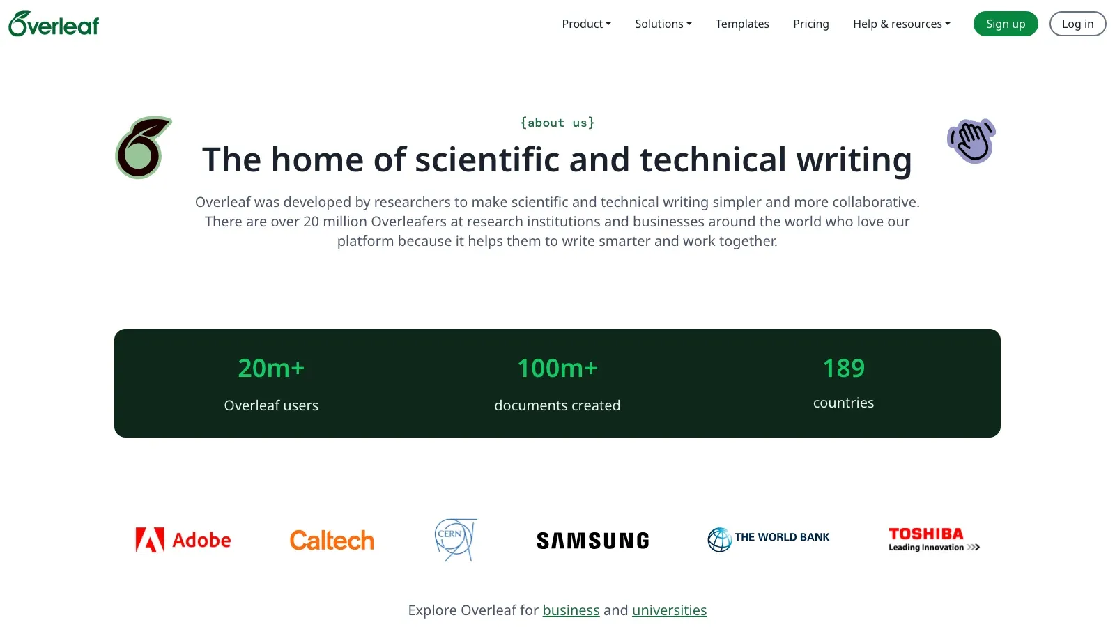 Overleaf official website screenshot