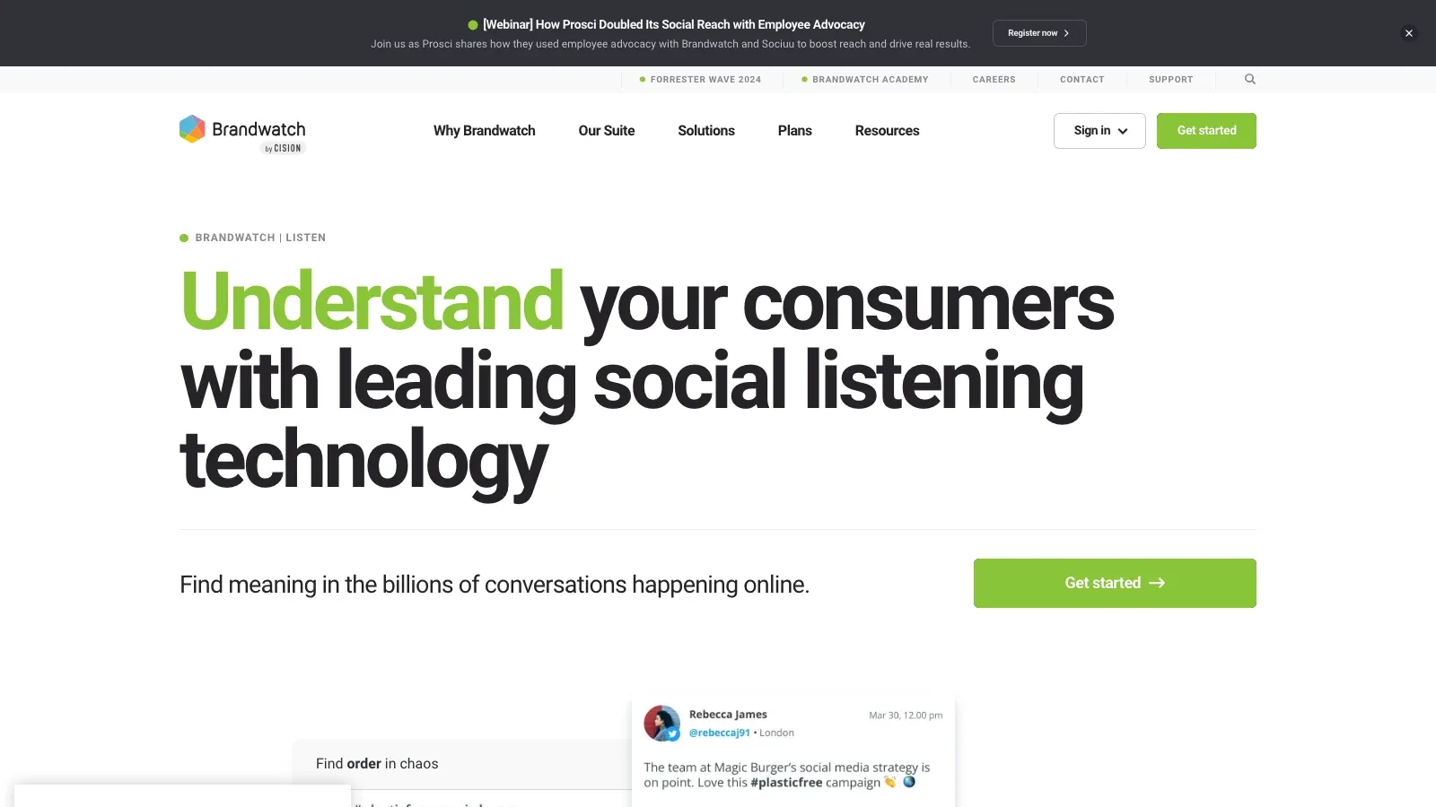 Brandwatch 공식 웹사이트 스크린샷