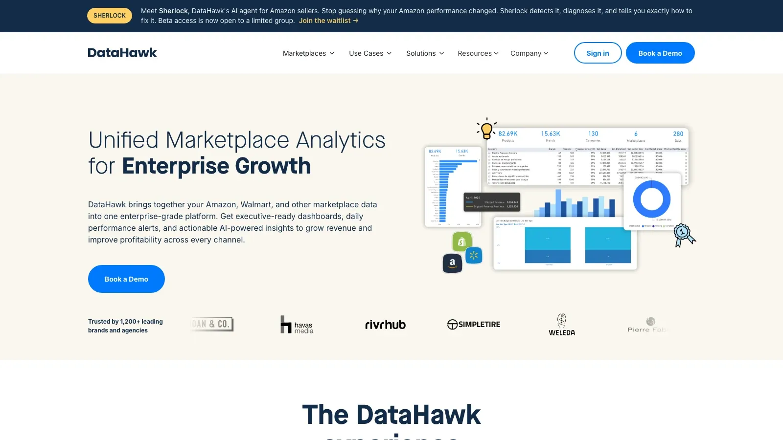 DataHawk official website screenshot