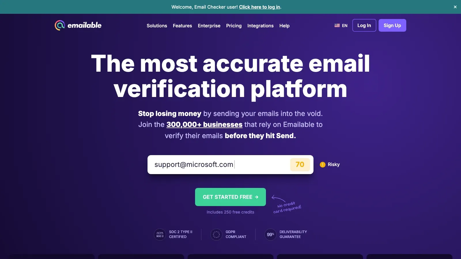 Emailable 官网截图