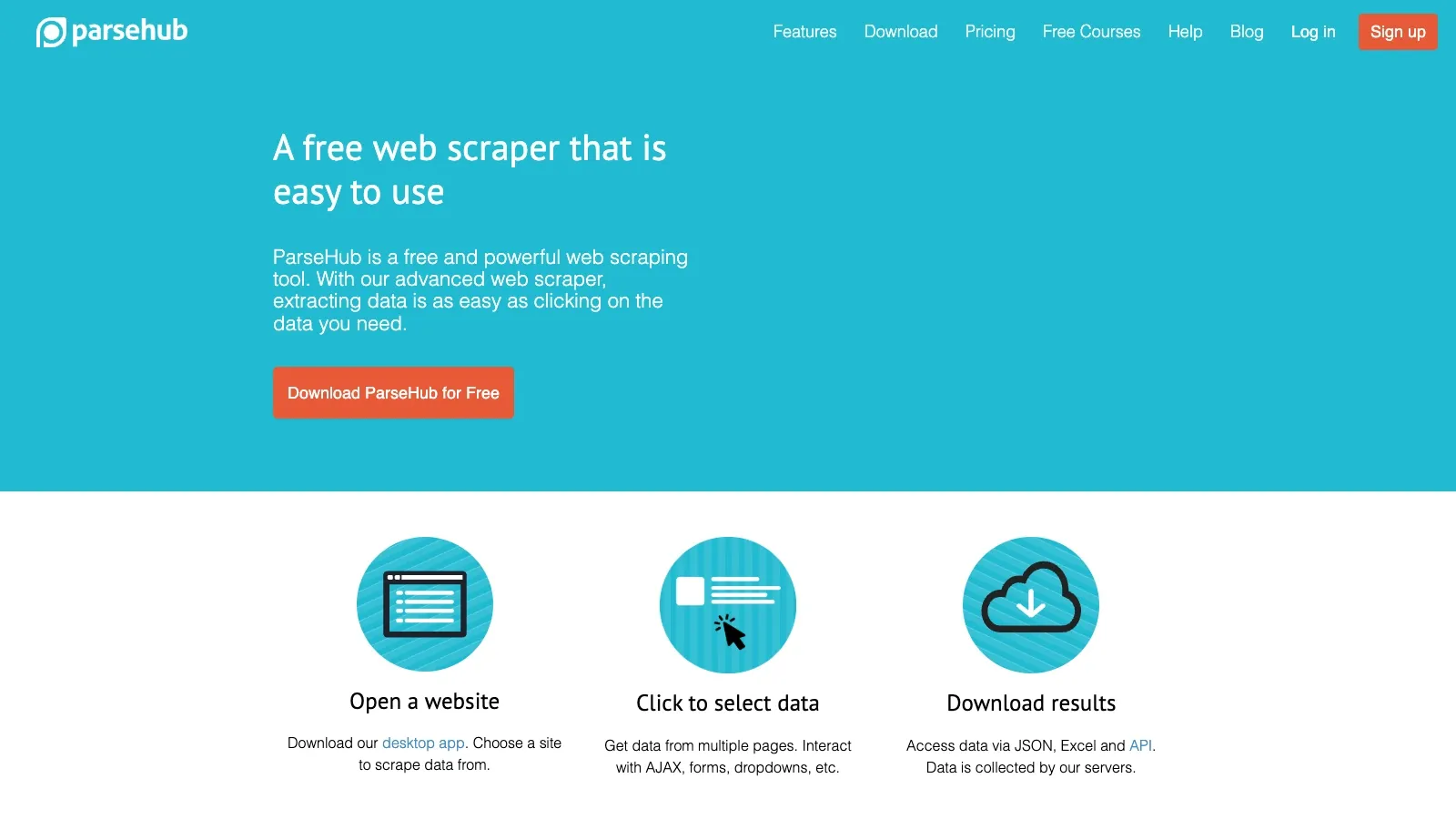 ParseHub 官网截图