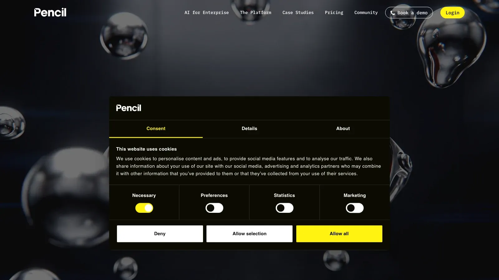 Screenshot der offiziellen Website von Pencil