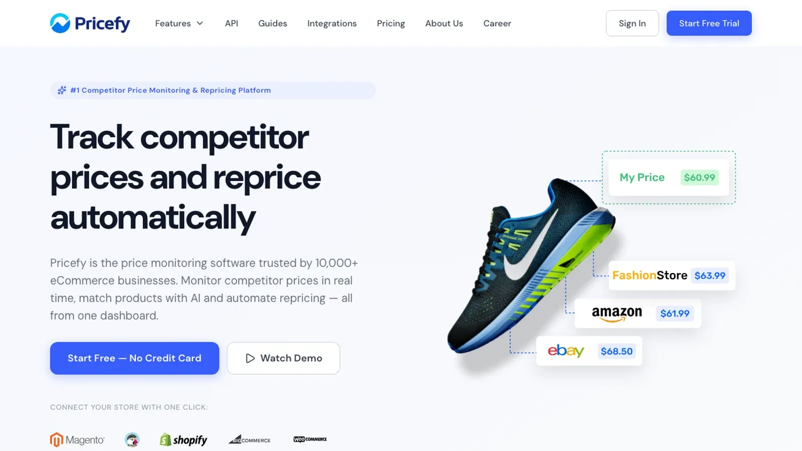 Pricefy 官方網站截圖