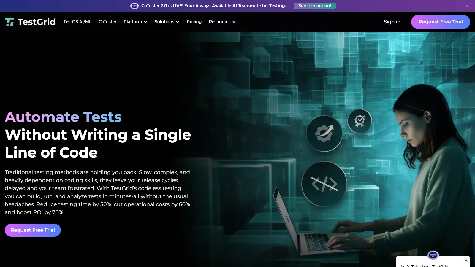 TestGrid official website screenshot