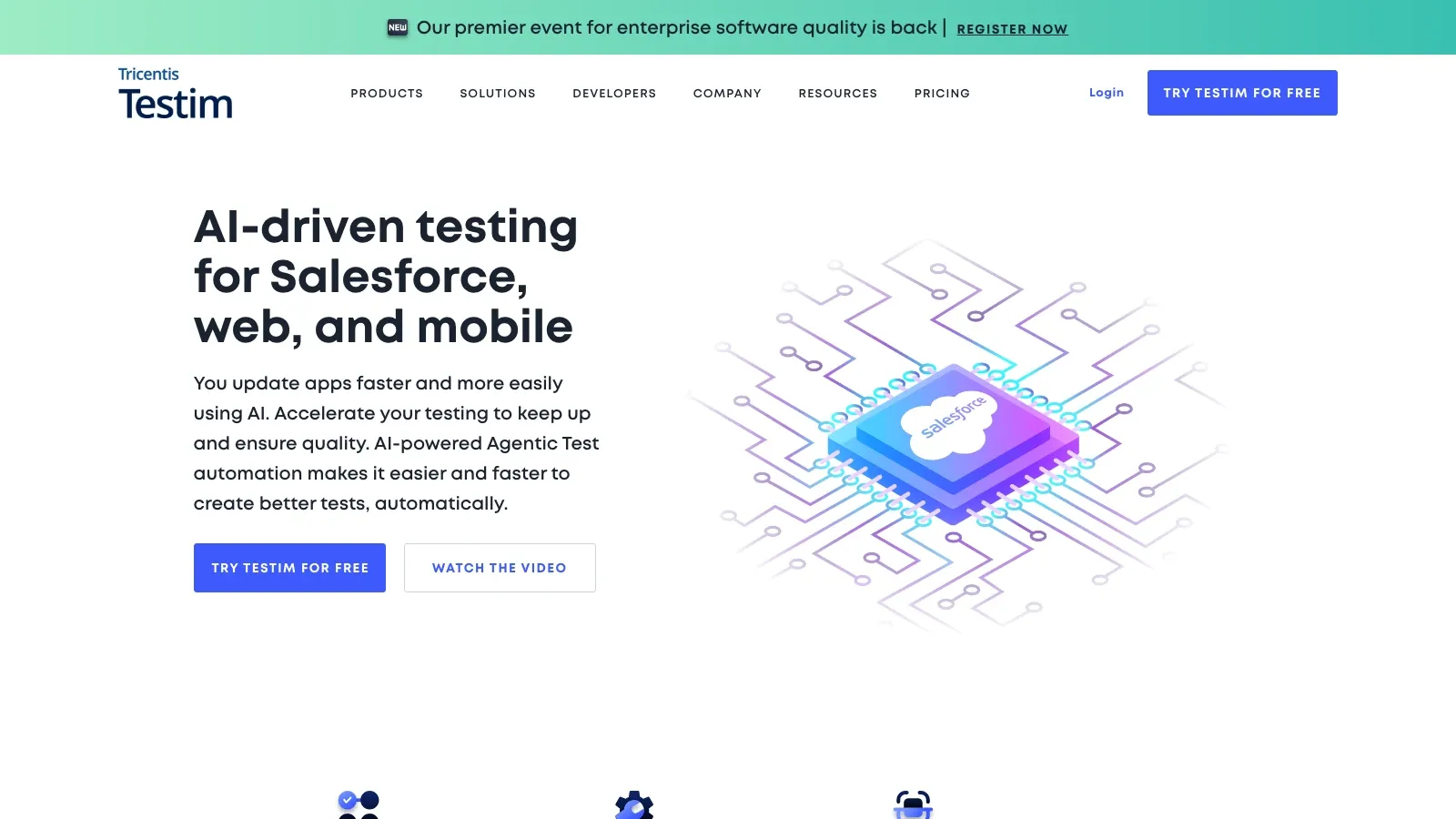 Testim official website screenshot