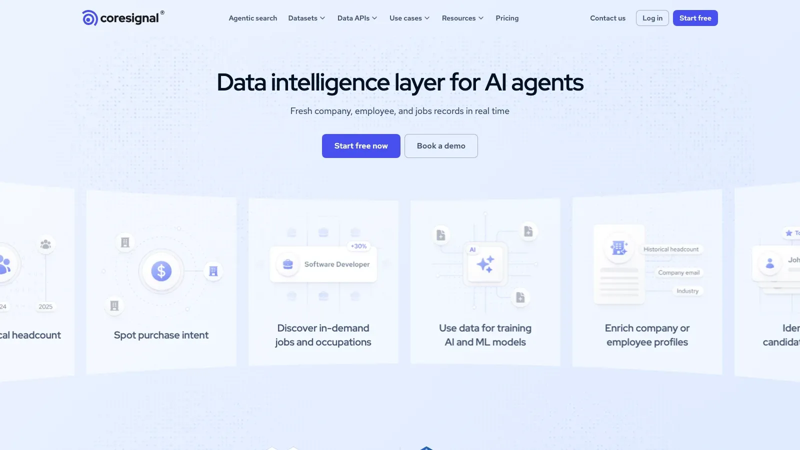 Coresignal official website screenshot