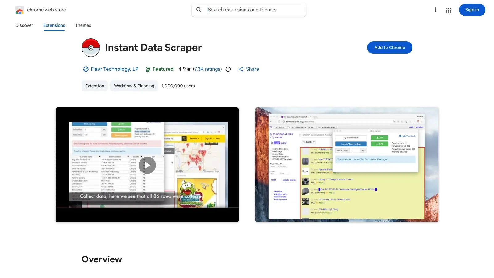 Instant Data Scraper official website screenshot