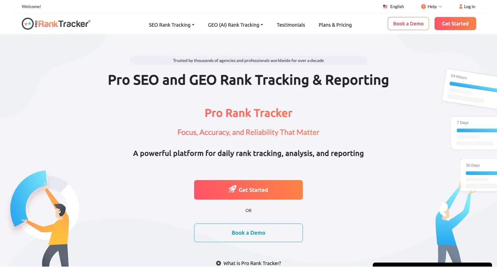 Screenshot del sito ufficiale di Pro Rank Tracker
