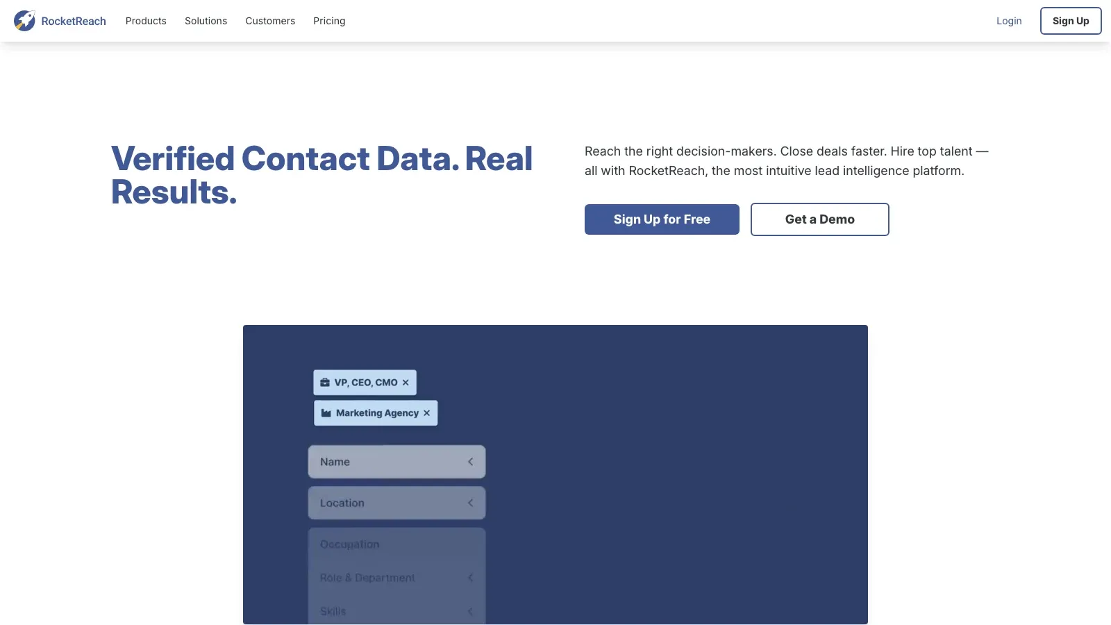 RocketReach official website screenshot