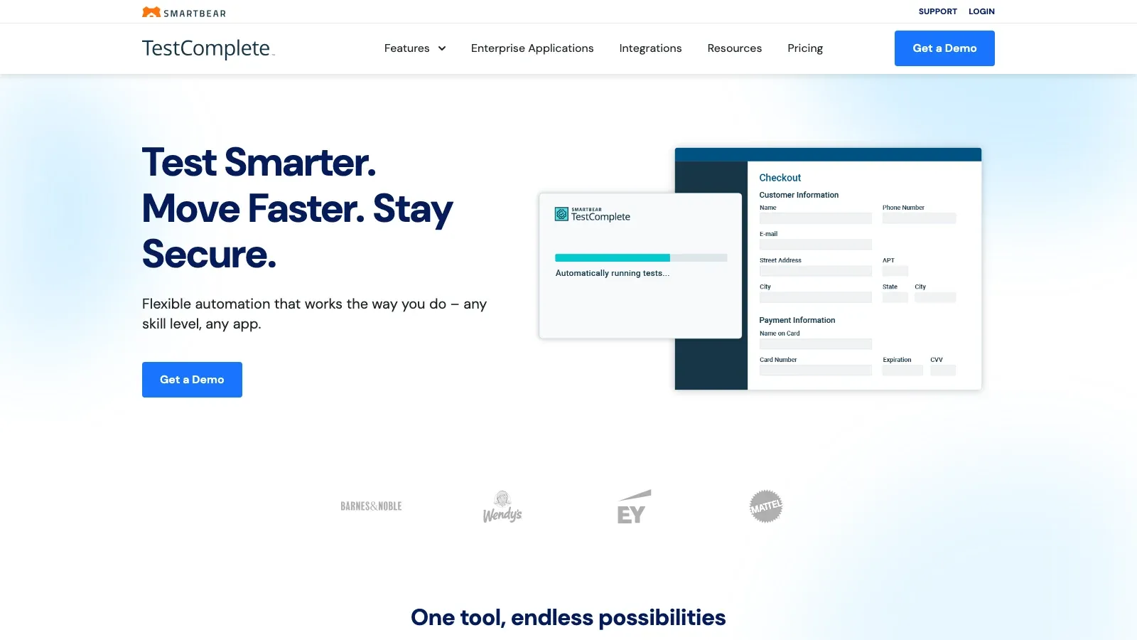 TestComplete official website screenshot