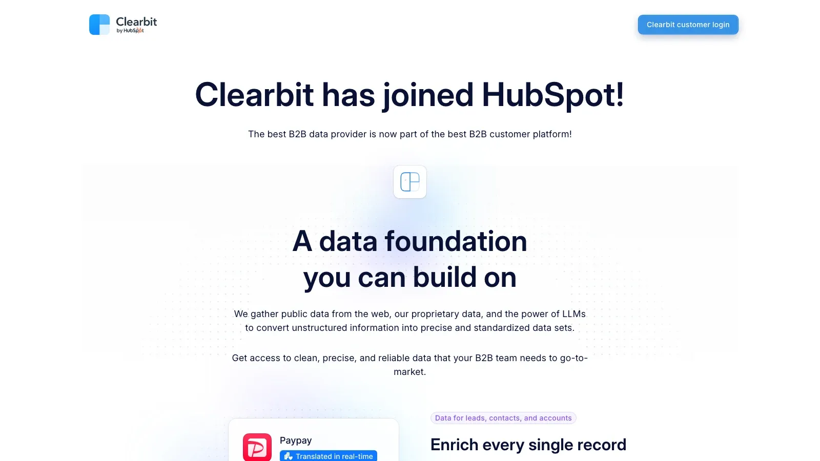 Clearbit 官网截图
