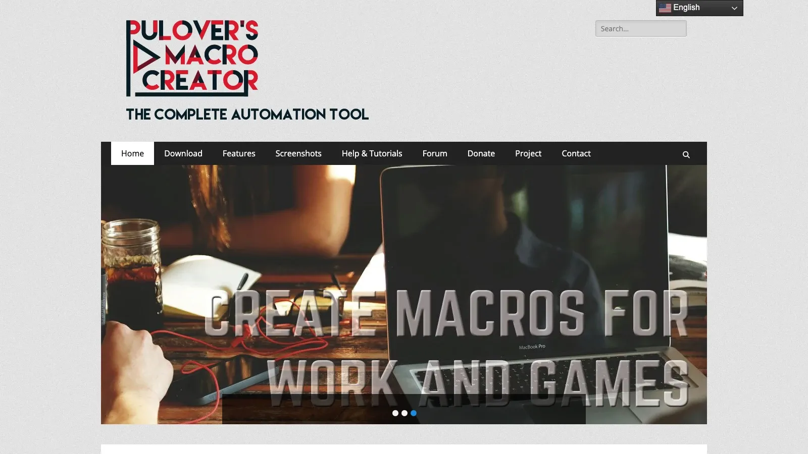 Capture d’écran du site officiel de Pulover’s Macro Creator