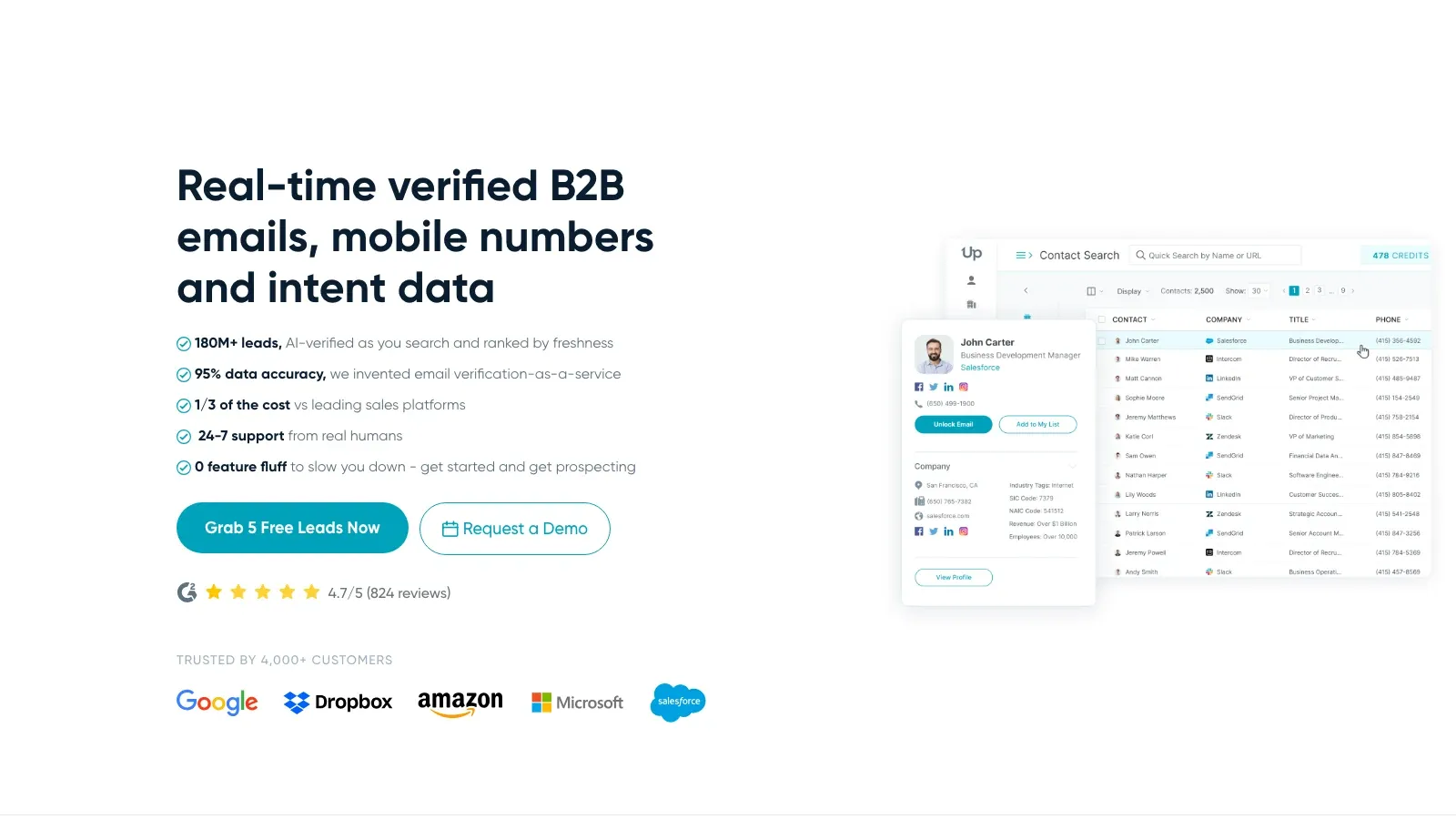 UpLead official website screenshot