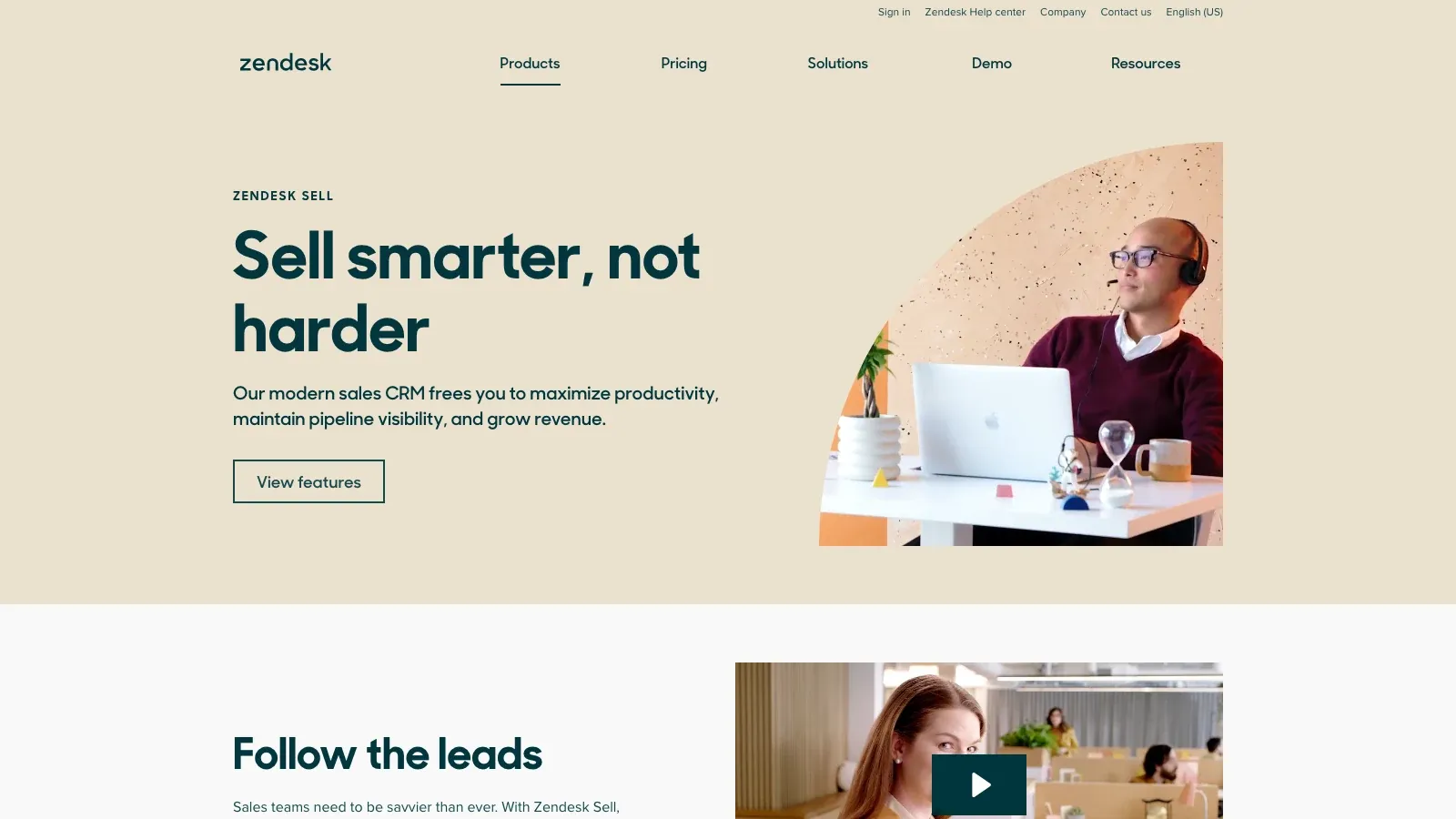 Zendesk Sell official website screenshot