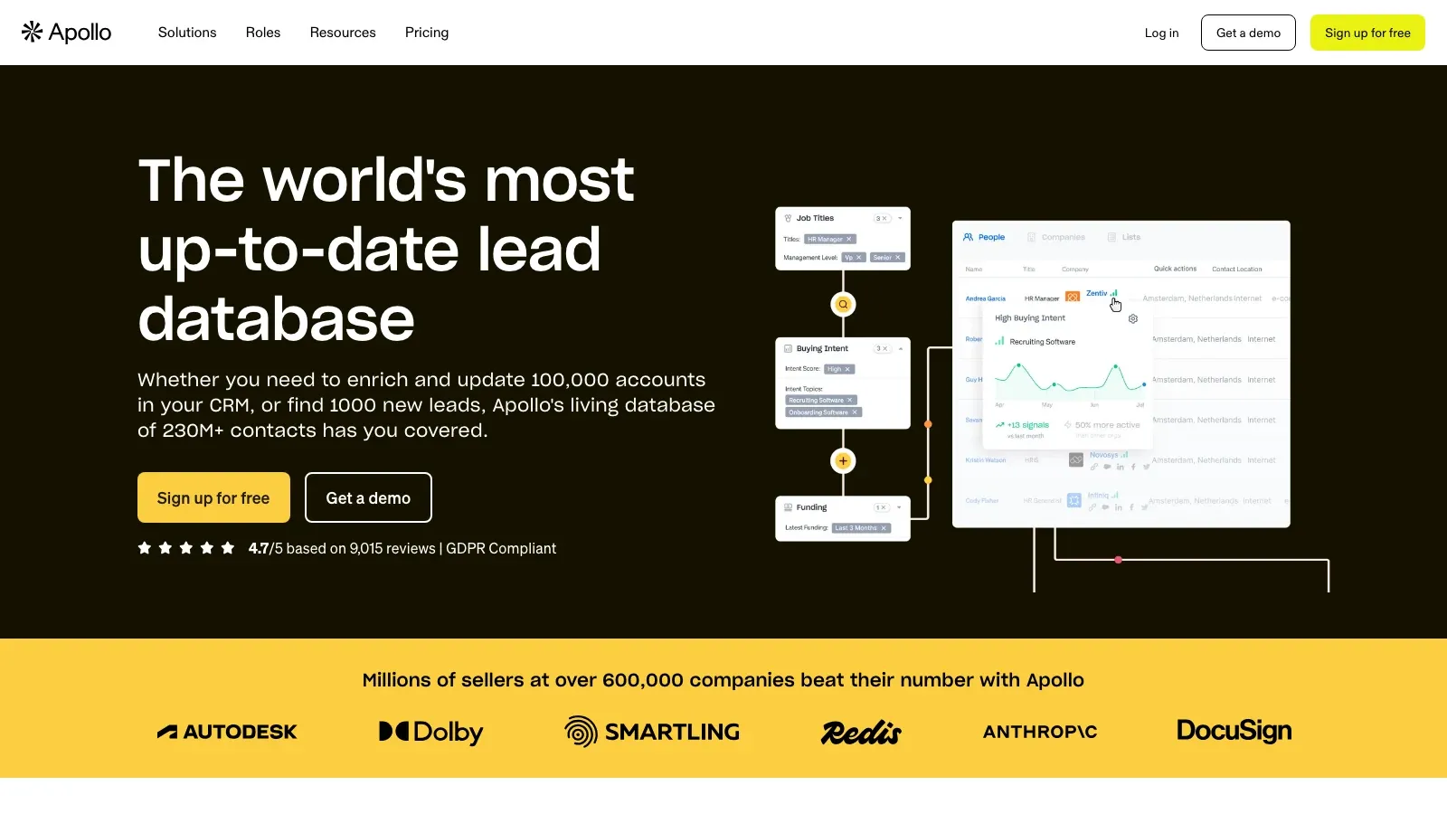 Screenshot del sito ufficiale di Apollo