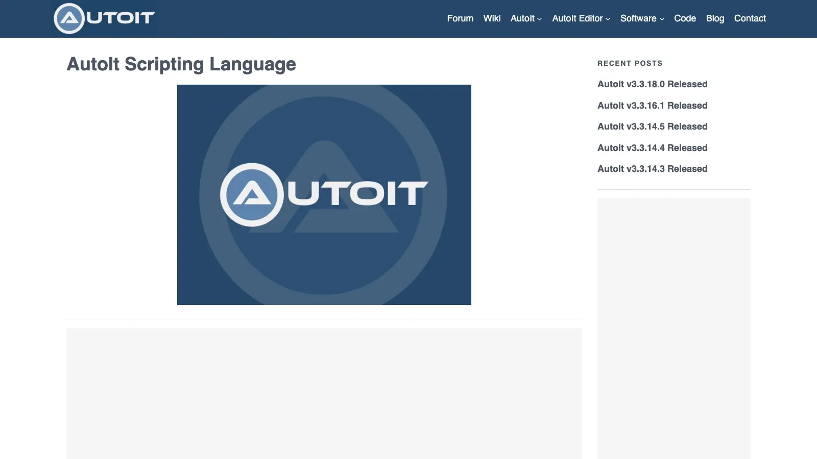 Capture d’écran du site officiel d’AutoIt