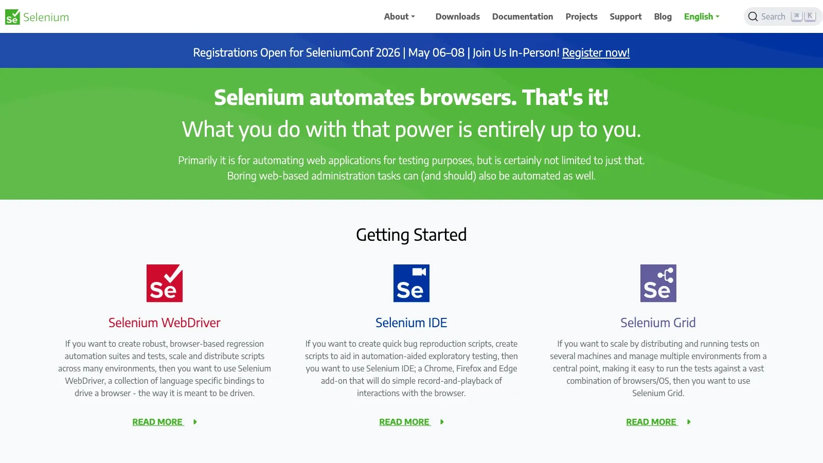 Selenium 官网截图