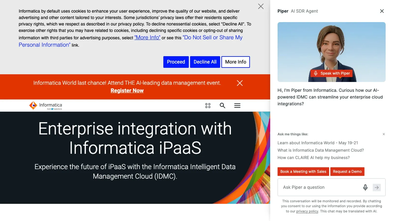 Screenshot del sito ufficiale di Informatica