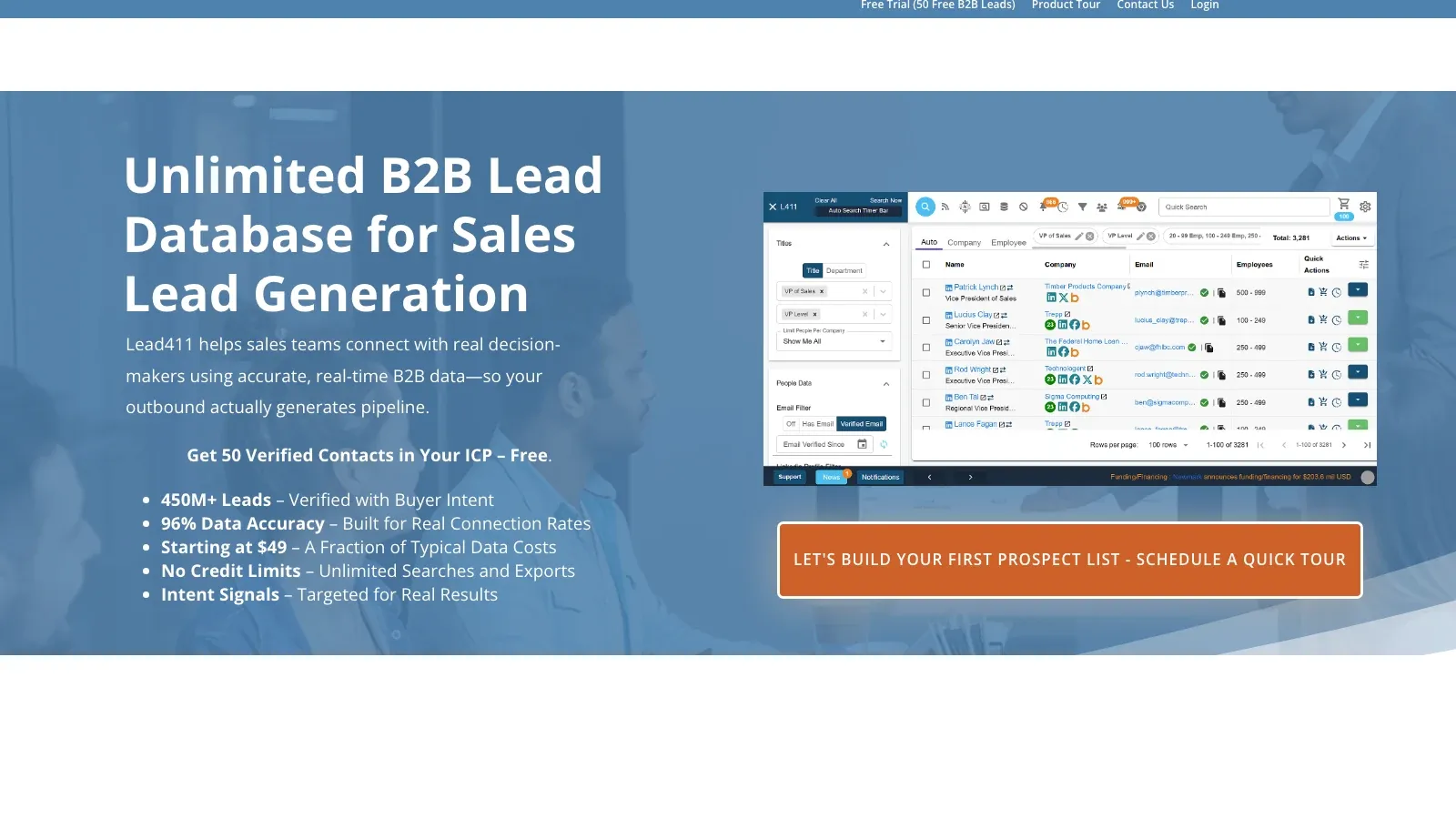 Lead411 official website screenshot