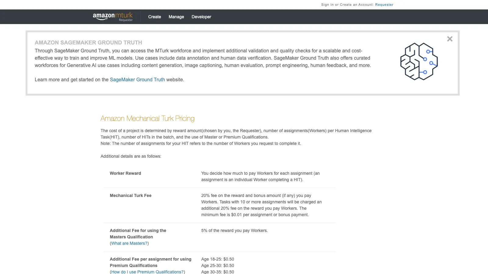 Amazon Mechanical Turk official website screenshot