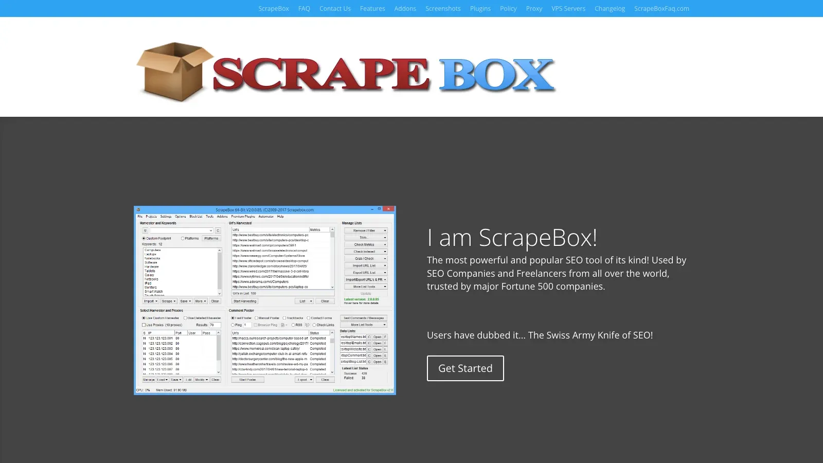 ScrapeBox 官网截图