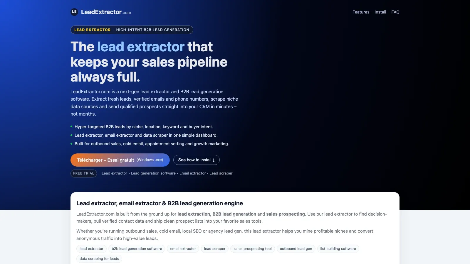 LeadExtractor 官网截图