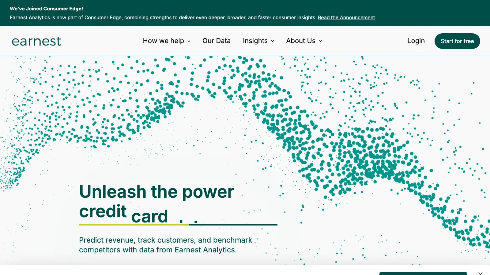 Screenshot del sito ufficiale di Earnest Analytics