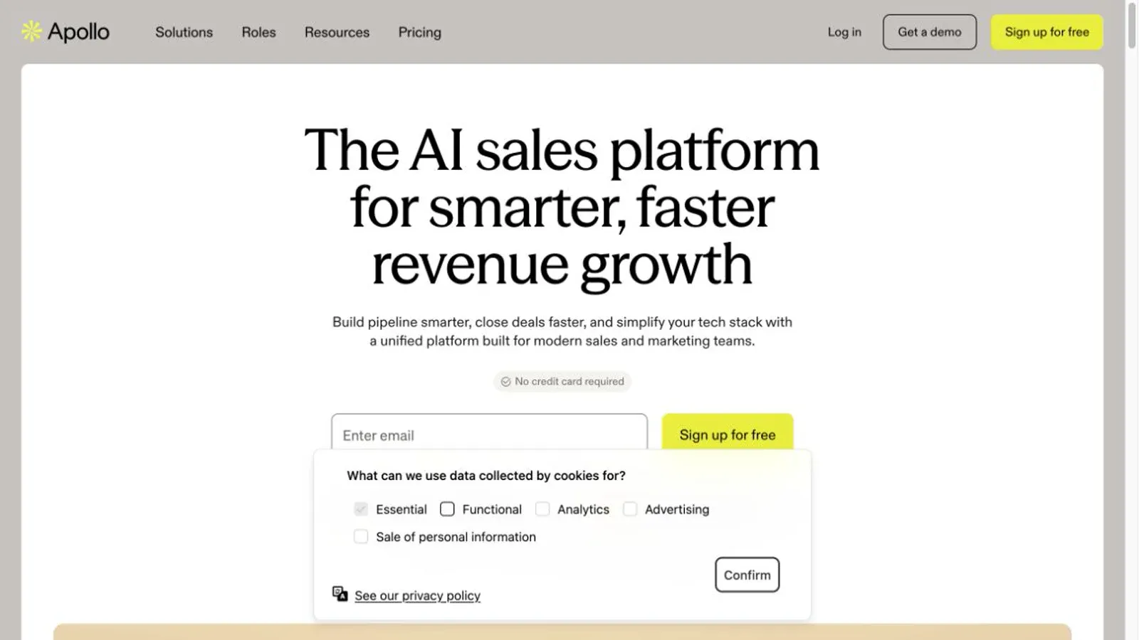 Screenshot der offiziellen Apollo.io-Website, aufgenommen am 14. August 2026