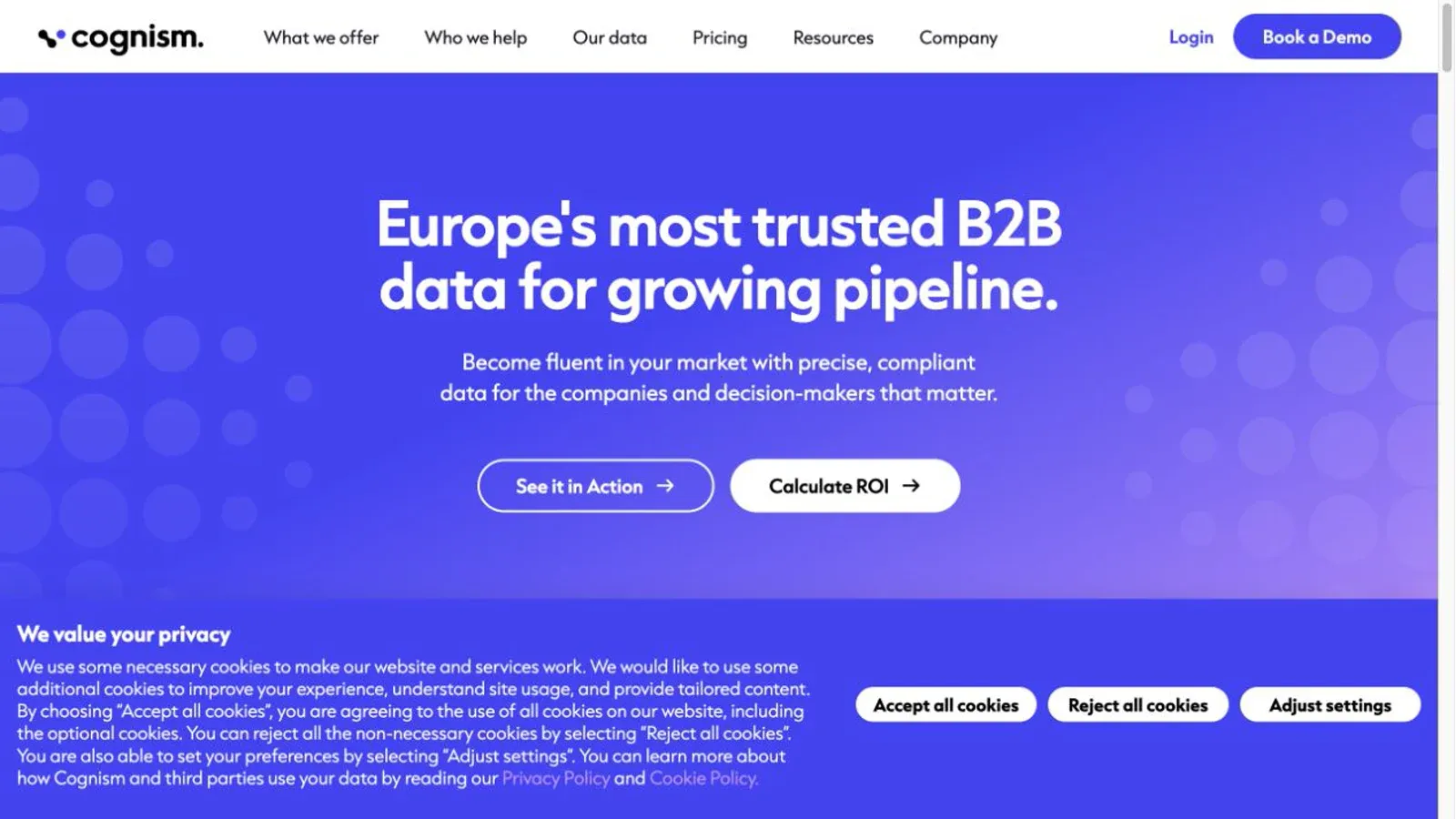 Screenshot der offiziellen Cognism-Website, aufgenommen am 14. August 2026