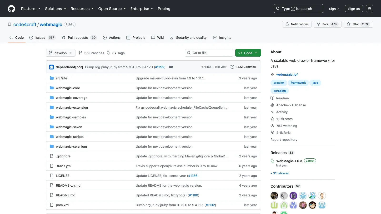 WebMagic official website screenshot