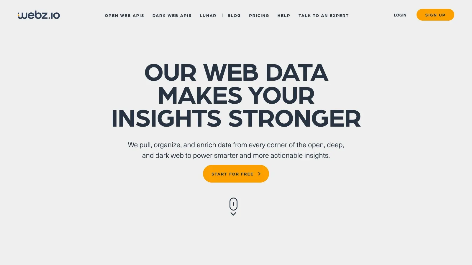 Webz.io official website screenshot