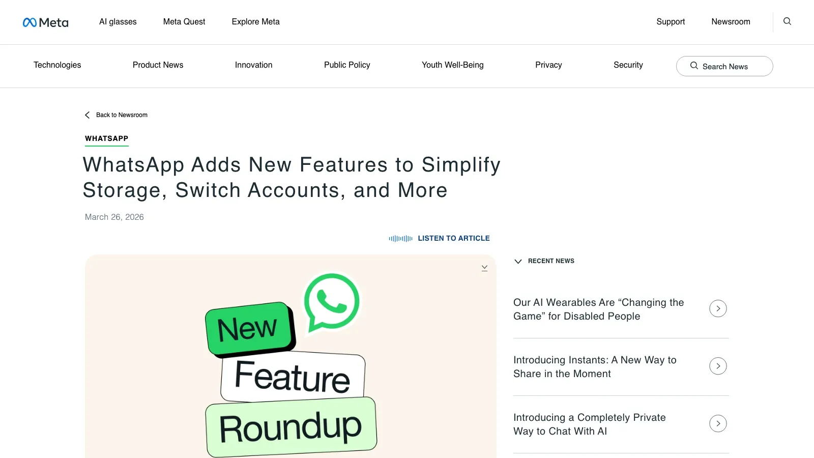 Official WhatsApp new features screenshot